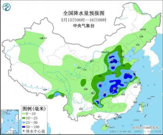 长江中下游至黄淮有明显降雨过程局地将有雷暴大风